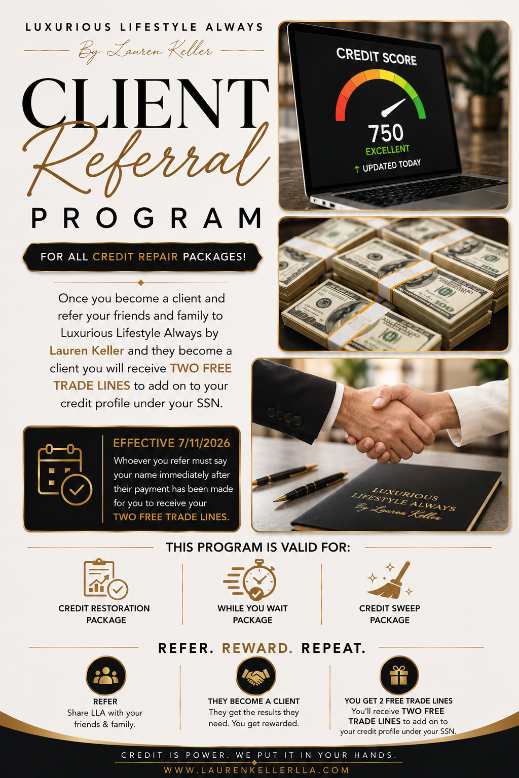 Referral program for Credit Repair packages — earn 2 free tradelines