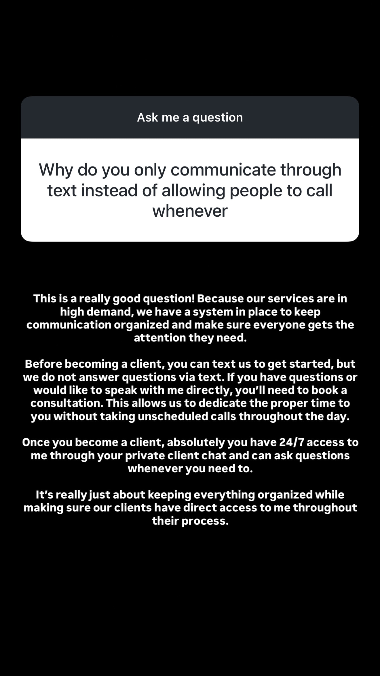 Q&A from Instagram — Lauren answering a client question